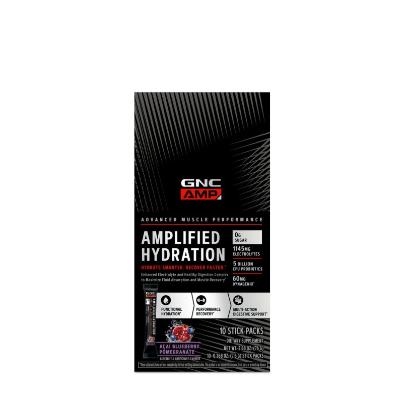 Gnc Amp Amplified Hydration, Electroliti Cu Aroma De Acai, Afine Si Rodie, 7.51 G