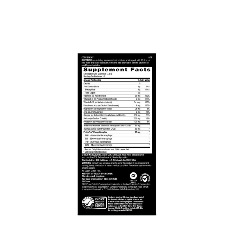 Gnc Amp Amplified Hydration, Electroliti Cu Aroma De Lamaie Si Lime, 7.63 G