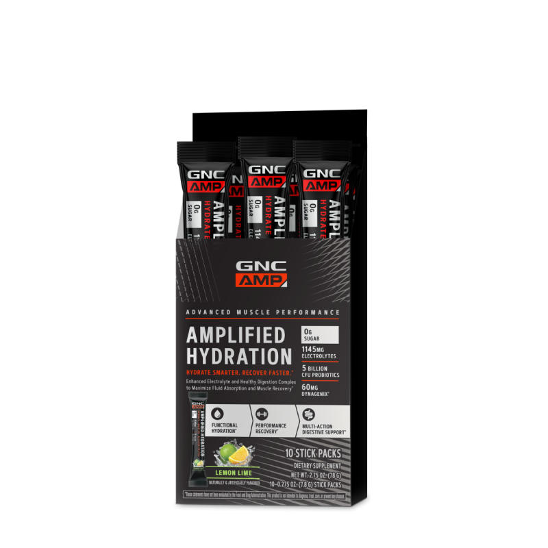 Gnc Amp Amplified Hydration, Electroliti Cu Aroma De Lamaie Si Lime, 7.63 G