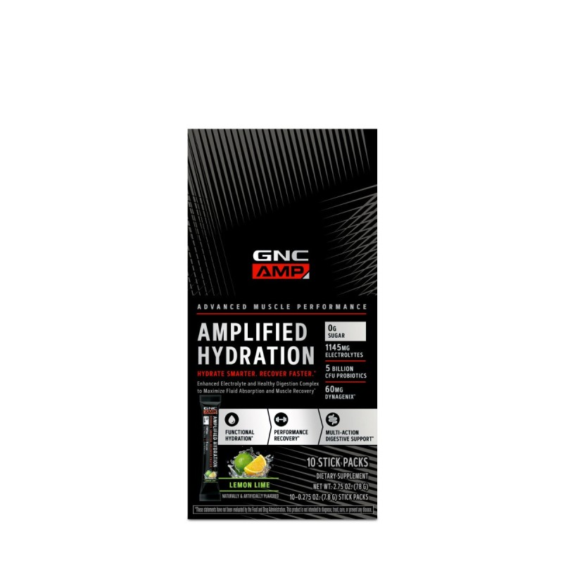 Gnc Amp Amplified Hydration, Electroliti Cu Aroma De Lamaie Si Lime, 7.63 G
