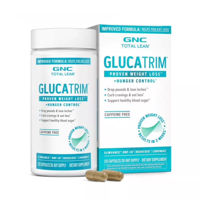 Gnc Total Lean Glucatrim Proven Weight Loss + Blood Glucose Support, Formula Noua Si Imbunatatita Pentru Slabit, 120 Cps  