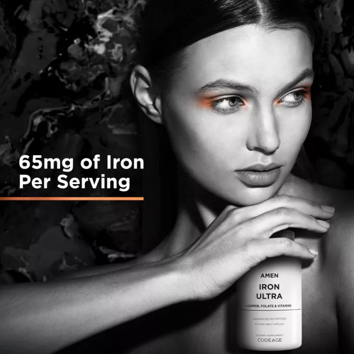 Codeage Amen Iron Ultra, Formula Cu Fier Si Vitamine, 60 Cps