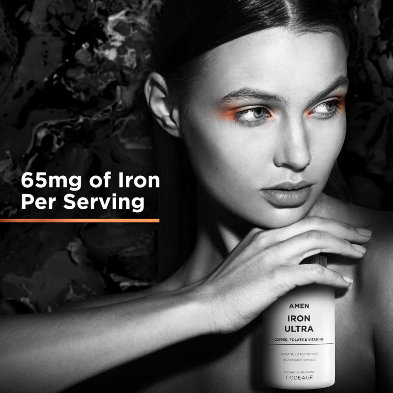 Codeage Amen Iron Ultra, Formula Cu Fier Si Vitamine, 60 Cps