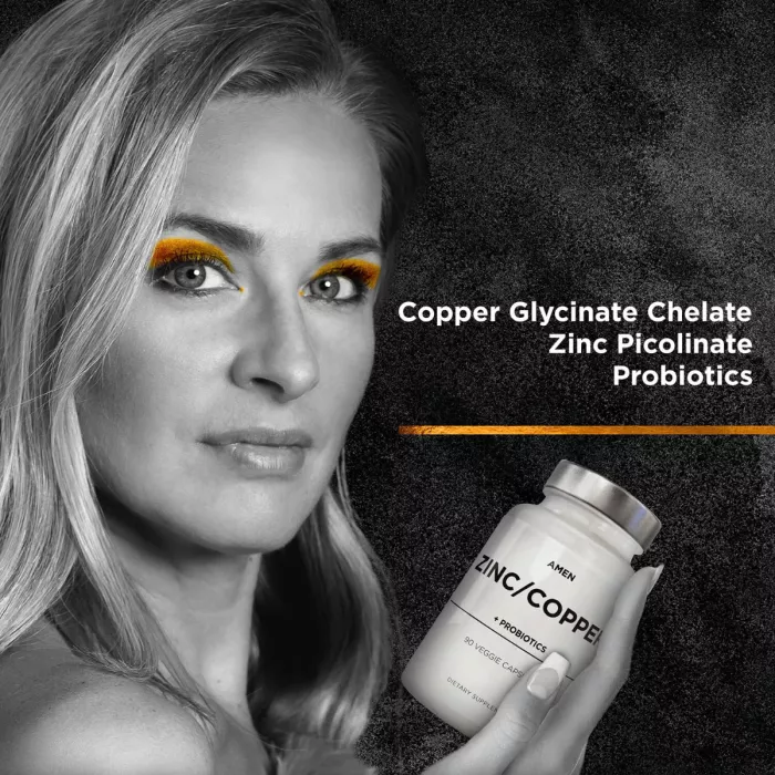 Codeage Amen Zinc/copper + Probiotics 2 Billion Cfu, Formula Pentru Echilibru Mineral Si Digestie Sanatoasa, 90 Cps