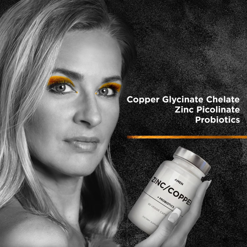 Codeage Amen Zinc/copper + Probiotics 2 Billion Cfu, Formula Pentru Echilibru Mineral Si Digestie Sanatoasa, 90 Cps