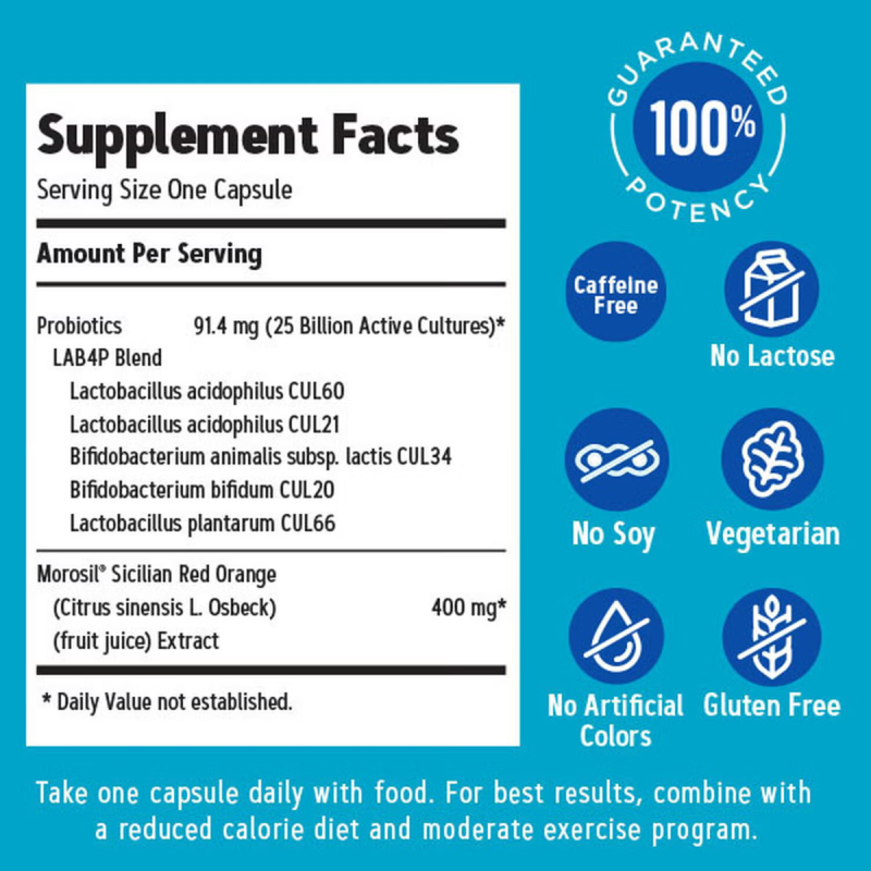 Gnc Total Lean Weight Loss Probiotic, Probiotic Lab4 Studiat Clinic, 25 Miliarde Ufc Culturi Vii Pentru Controlul Greutatii, 30 Cps