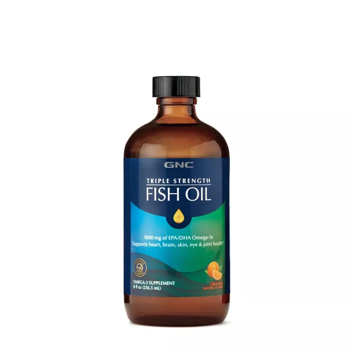 Gnc Triple Strength Fish Oil, Ulei De Peste, Cu Aroma Naturala De Portocale, 236.5 Ml Gnc Triple Strength Fish Oil, Ulei De Peste, Cu Aroma Naturala De Portocale, 236.5 Ml
