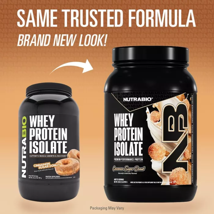 Nutrabio Whey Protein Isolate Cinnamon Sugar Donut, Izolat De Proteina Din Zer Cu Aroma De Gogosi Cu Scortisoara Si Zahar, 907g