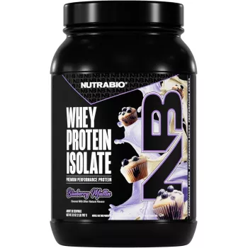 Nutrabio Whey Protein Isolate Blueberry Muffin, Izolat De Proteina Din Zer Cu Aroma De Briose Cu Afine, 907 G