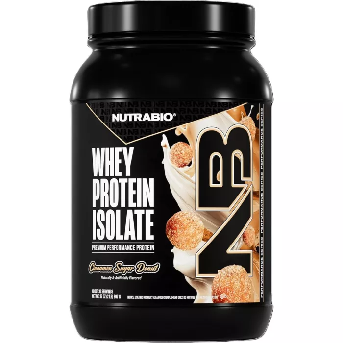 Nutrabio Whey Protein Isolate Cinnamon Sugar Donut, Izolat De Proteina Din Zer Cu Aroma De Gogosi Cu Scortisoara Si Zahar, 907g