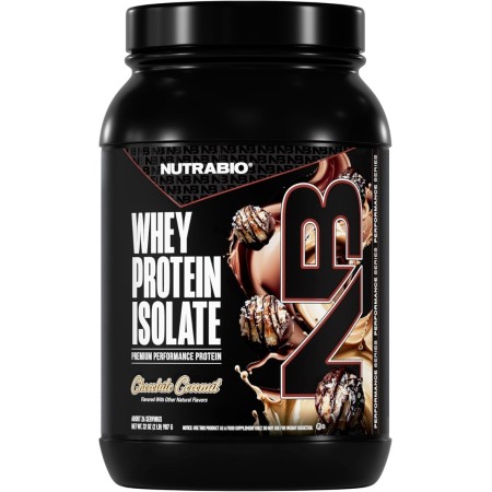 Nutrabio Whey Protein Isolate Chocolate Dipped Macaroon With Real Coconut Flakes, Izolat De Proteina Din Zer Cu Aroma De Macarons In Ciocolata Si Fulgi De Cocos, 907 G