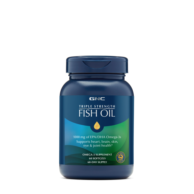 Gnc Triple Strength Fish Oil, Ulei De Peste 1000 Mg Omega 3 Epa Si Dha, 60 Cps