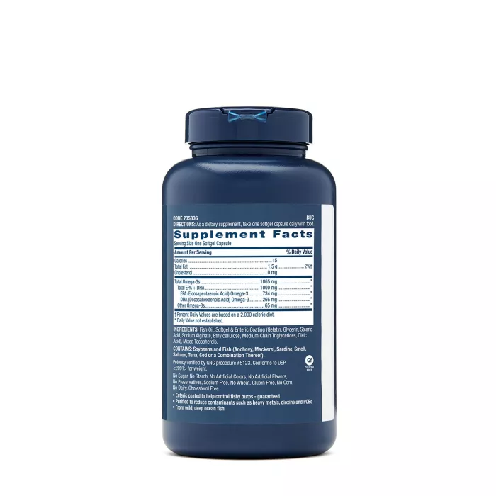 Gnc Triple Strength Fish Oil, Ulei De Peste 1000 Mg Omega 3 Epa Si Dha, 120 Cps Gnc Triple Strength Fish Oil, Ulei De Peste 1000 Mg Omega 3 Epa Si Dha, 120 Cps
