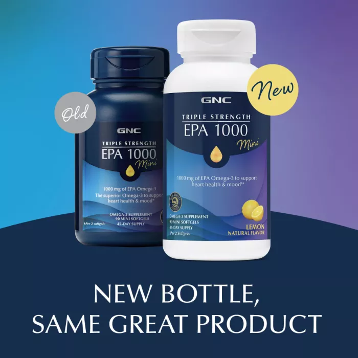 Gnc Triple Strength Epa 1000mg Mini, Cu Aroma Naturala De Lamaie, 90 Cps