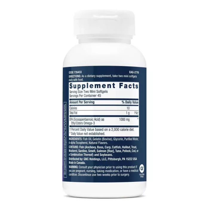 Gnc Triple Strength Epa 1000mg Mini, Cu Aroma Naturala De Lamaie, 90 Cps