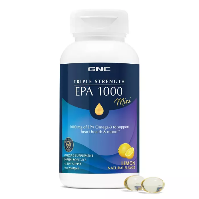 Gnc Triple Strength Epa 1000mg Mini, Cu Aroma Naturala De Lamaie, 90 Cps