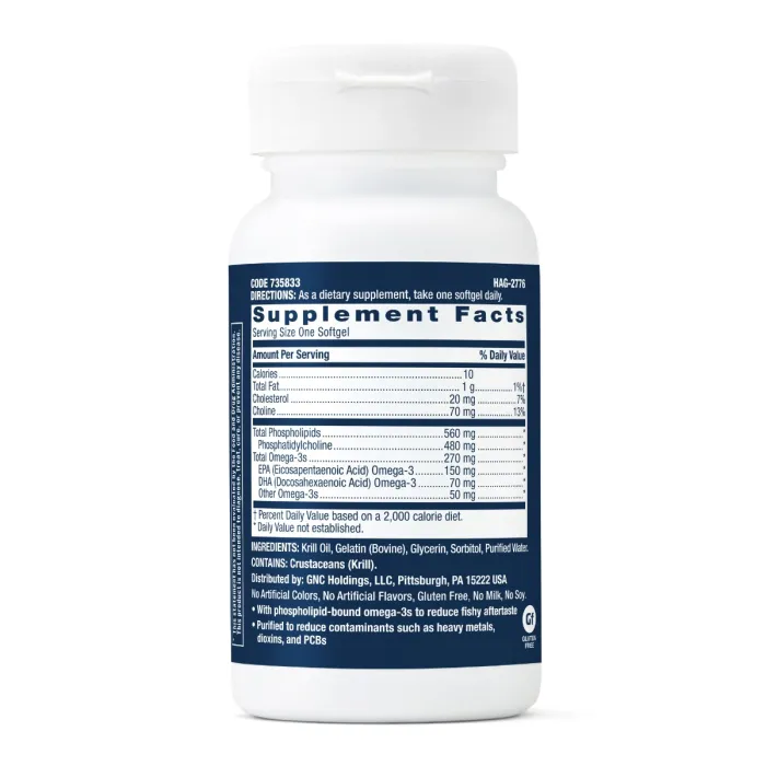 Gnc Triple Strength Krill Oil, Omega-3 Premium Din Krill Pentru Inima, Creier, Articulatii Si Vedere, 30 Cps
