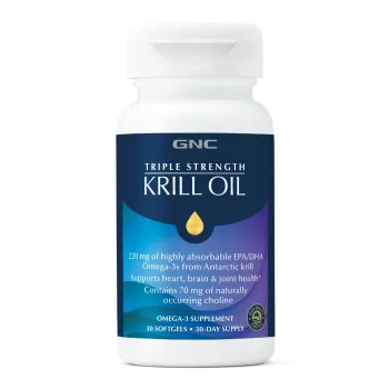 Gnc Triple Strength Krill Oil, Omega-3 Premium Din Krill Pentru Inima, Creier, Articulatii Si Vedere, 30 Cps