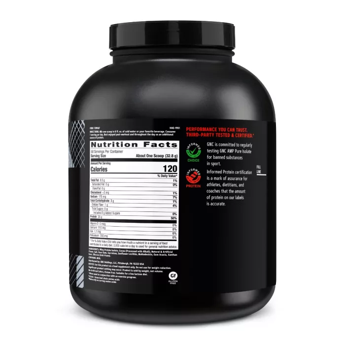 Gnc Amp Pure Isolate, Proteina Izolata Din Zer, Cu Aroma De Ciocolata, 1902.4 G