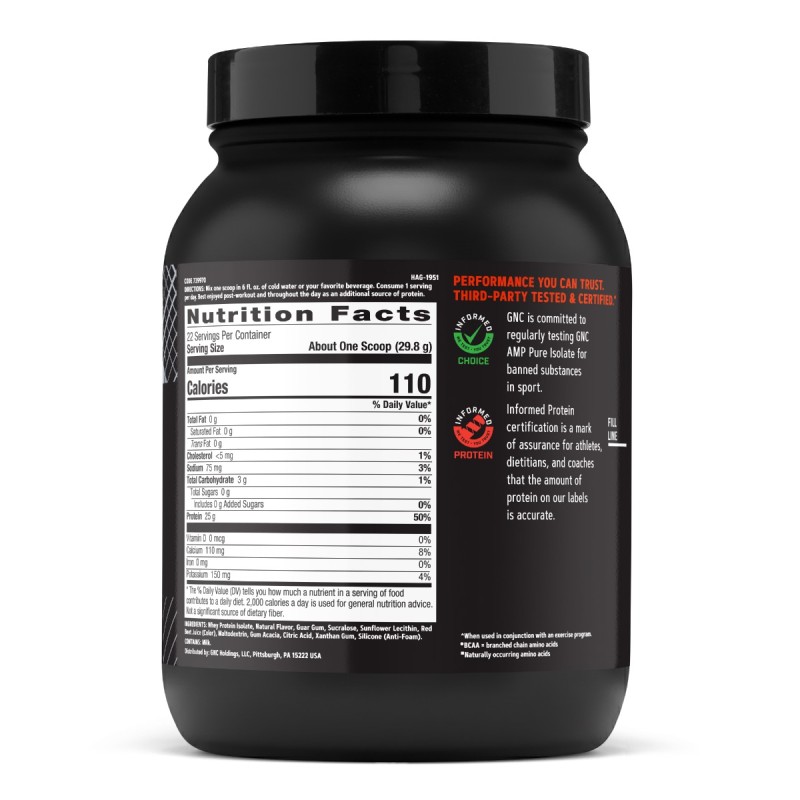 Gnc Amp Pure Isolate, Proteina Izolata Din Zer Cu Aroma De Capsuni, 655.6 G