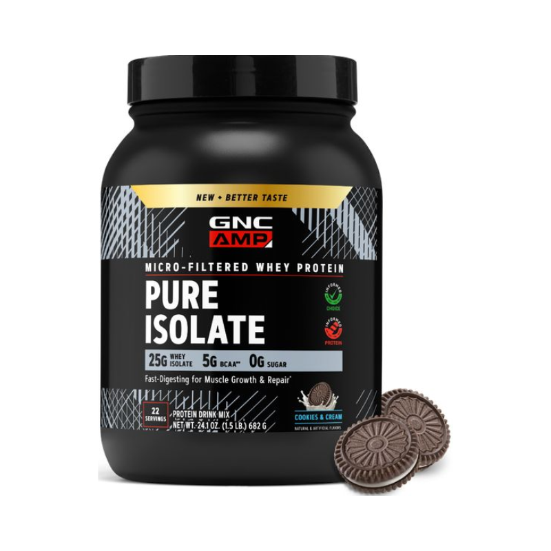 Gnc Amp Pure Isolate, Proteina Izolata Din Zer, Cu Aroma De Biscuiti Cu Crema, 682 G