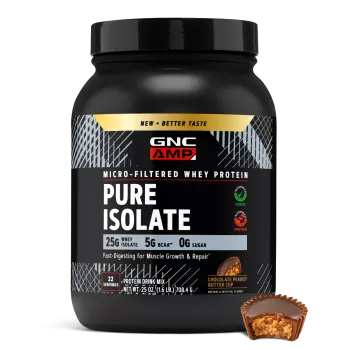 Gnc Amp Pure Isolate, Proteina Izolata Din Zer, Cu Aroma De Ciocolata Si Unt De Arahide, 708.4 G
