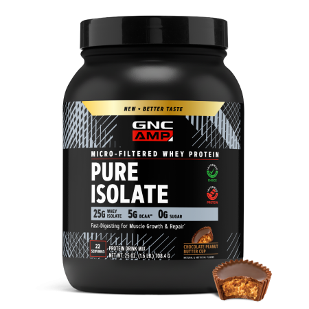 Gnc Amp Pure Isolate, Proteina Izolata Din Zer, Cu Aroma De Ciocolata Si Unt De Arahide, 708.4 G