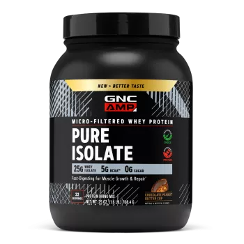 Gnc Amp Pure Isolate, Proteina Izolata Din Zer, Cu Aroma De Ciocolata Si Unt De Arahide, 708.4 G