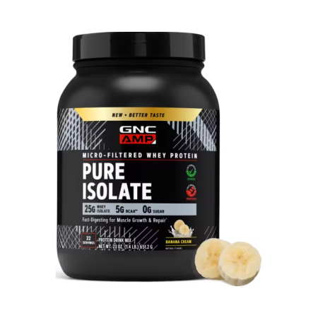 Gnc Amp Pure Isolate, Proteina Izolata Din Zer, Cu Aroma De Crema De Banana, 651.2 G