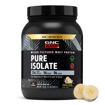 Gnc Amp Pure Isolate, Proteina Izolata Din Zer, Cu Aroma De Crema De Banana, 651.2 G