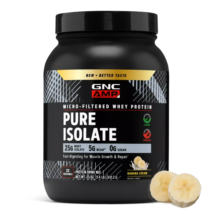 Gnc Amp Pure Isolate, Proteina Izolata Din Zer, Cu Aroma De Crema De Banana, 651.2 G