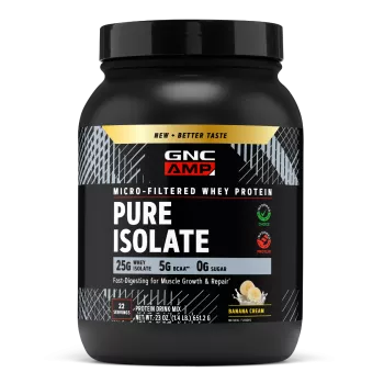 Gnc Amp Pure Isolate, Proteina Izolata Din Zer, Cu Aroma De Crema De Banana, 651.2 G