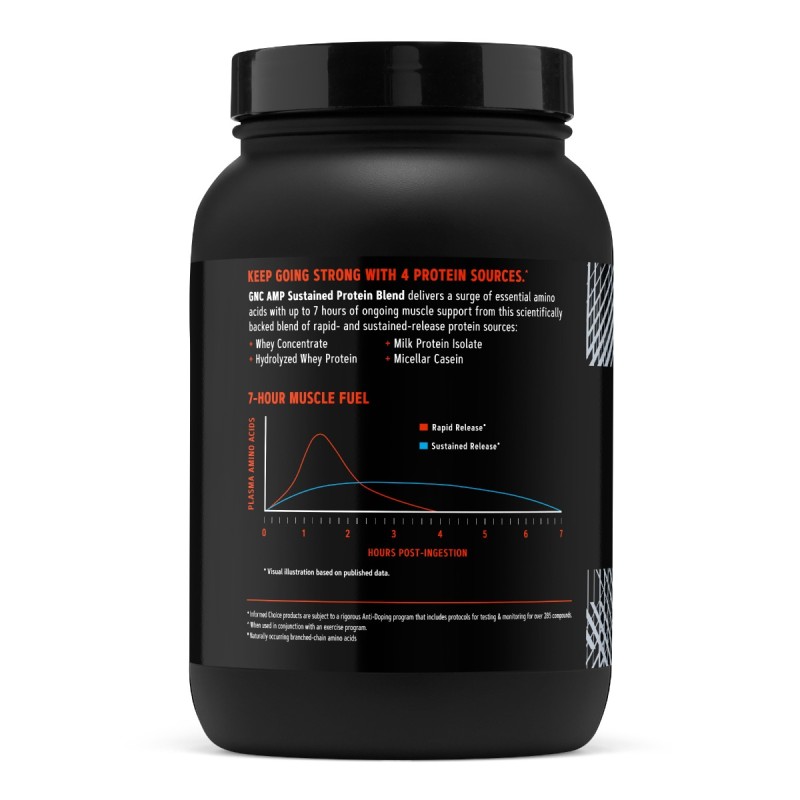 Gnc Amp Sustained Protein Blend, Amestec Proteic, Cu Aroma De Pufuleti Cu Unt De Arahide, 899.6 G