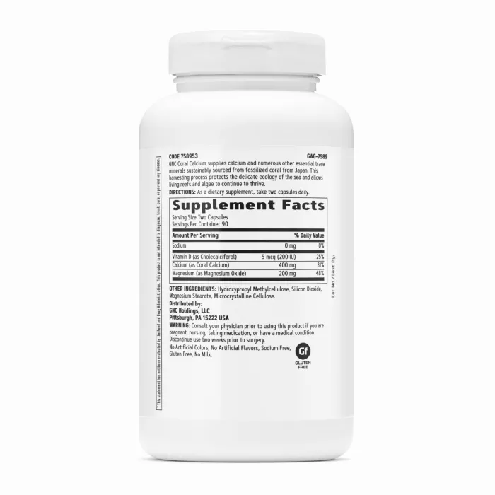 Gnc Coral Calcium, Calciu Coral, 180 Cps