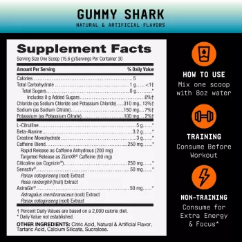 Beyond Raw Lit V2 Pre-workout With Gummy Shark Flavor, Pre-workout Cu Aroma De Gummy Shark, 468 G