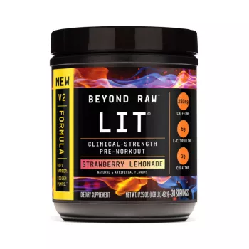 Beyond Raw Lit V2 Pre-workout With Strawberry Lemonade Flavor, Pre-workout Cu Aroma De Limonada De Capsuni, 492 G