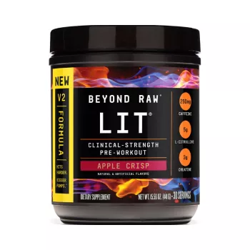 Beyond Raw Lit V2 Pre-workout With Crisp Apple Flavor, Pre-workout Cu Aroma De Mere, 441 G
