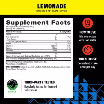 Gnc Amp Creabolic, Formula Premium De Creatina Monohidrata, Hmb, Peptistrong Pentru Forta Si Masa Musculara, Cu Aroma De Limonada, 405 G