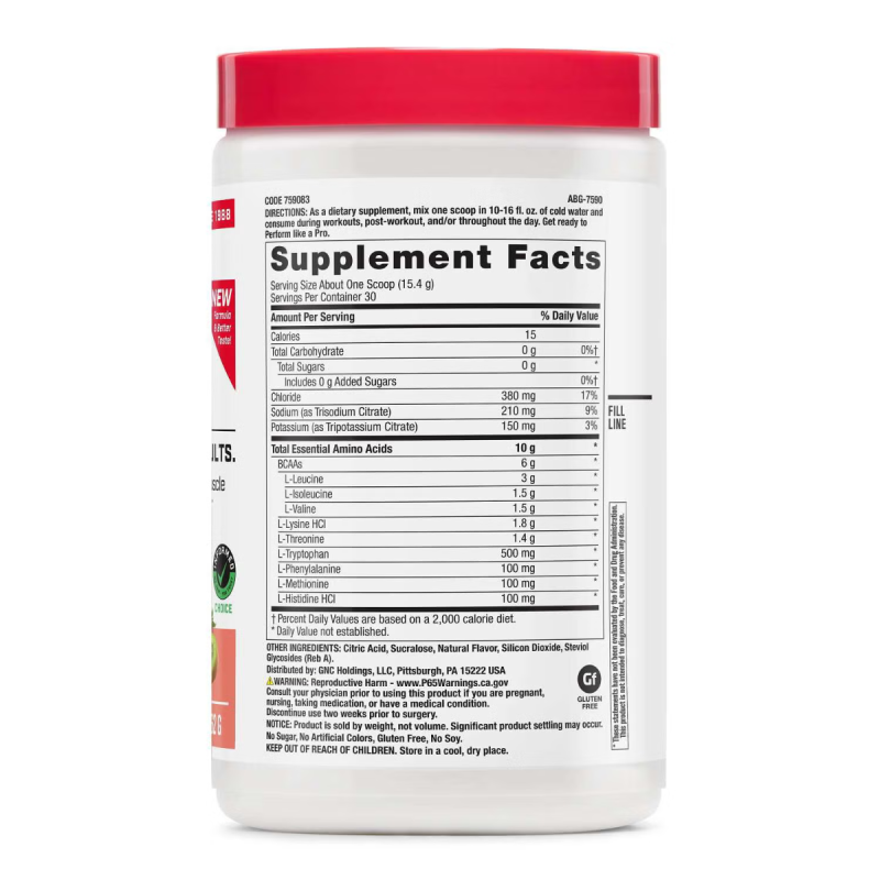Gnc Pro Performance Essential Amino Complete, Aminoacizi Esentiali, Pentru Sustinerea Recuperarii Musculare Si A Sintezei Proteinelor, Cu Aroma De  Capsuni Si Kiwi, 462 G