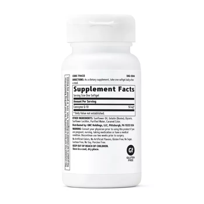 Gnc, Coq-10 50 Mg, Coenzima Q-10 Naturala 50 Mg, 120 Capsule Gelatinoase