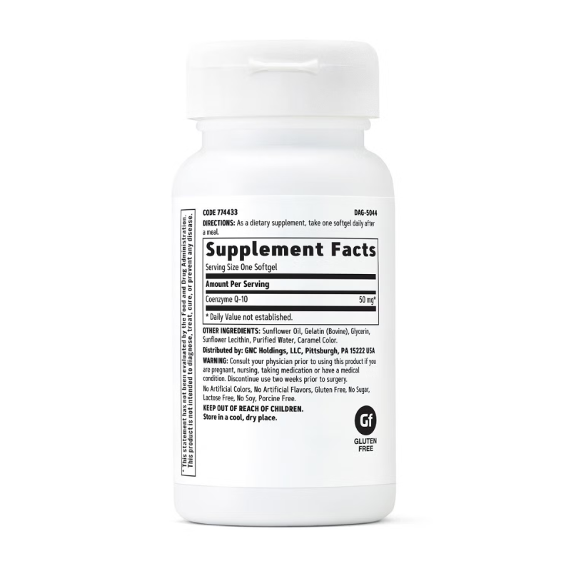 Gnc, Coq-10 50 Mg, Coenzima Q-10 Naturala 50 Mg, 120 Capsule Gelatinoase