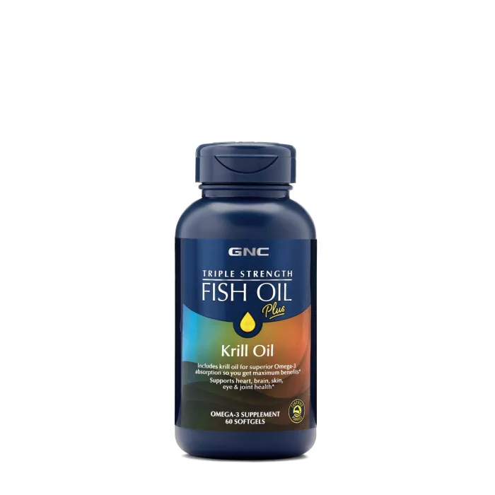Gnc Triple Strength Fish Oil Plus Krill Oil, Ulei De Peste Plus Ulei De Krill, 60 Cps Gnc Triple Strength Fish Oil Plus Krill Oil, Ulei De Peste Plus Ulei De Krill, 60 Cps