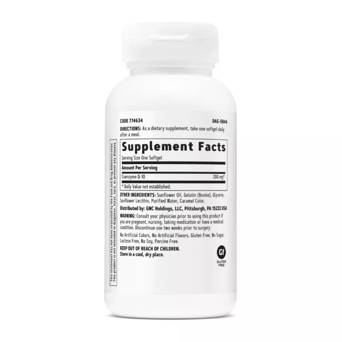 Gnc, Coq-10 200 Mg, Coenzima Q-10 Naturala 200 Mg, 60 Capsule Gelatinoase