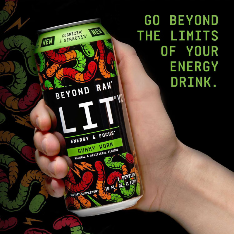 Gnc Beyond Raw  Lit V2 On-the-go Pre-workout Gummy Worm, Bautura Pre-workout Rtd, 473 Ml