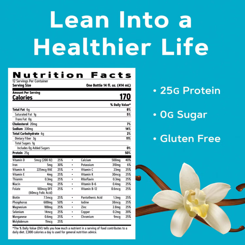 Gnc Total Lean Lean Shake 25 Cu Aroma De Vanilie, 414 Ml