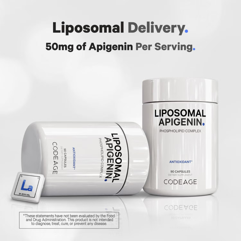 Codeage Liposomal Apigenin 50 Mg , Flavonoid Natural Pentru Sustinerea Relaxarii, Somnului Si Sanatatii Celulare, 90 Cps