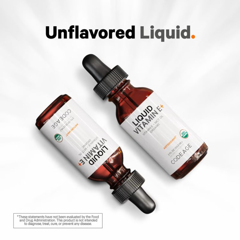 Codeage Liquid Vitamin E And Mct Oil, Formula Pentru Vitalitate Zilnica Si Echilibru Metabolic, 59.2 Ml