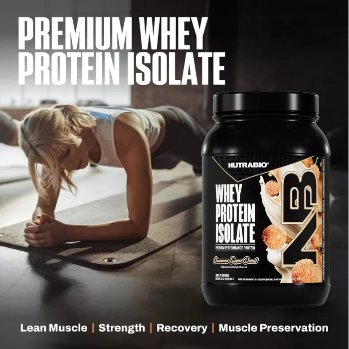 Nutrabio Whey Protein Isolate Cinnamon Sugar Donut, Izolat De Proteina Din Zer Cu Aroma De Gogosi Cu Scortisoara Si Zahar, 907g