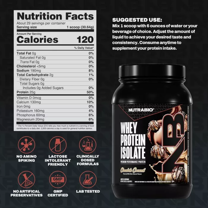 Nutrabio Whey Protein Isolate Chocolate Dipped Macaroon With Real Coconut Flakes, Izolat De Proteina Din Zer Cu Aroma De Macarons In Ciocolata Si Fulgi De Cocos, 907 G