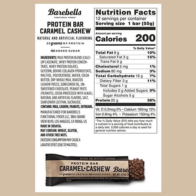 Barebells Bars Baton Proteic Cu Aroma De Caramel Si Caju, 55g